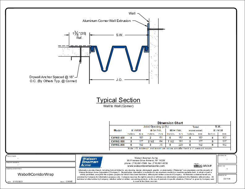 Wabo®CorridorWrap Wall & Ceiling (CWWE-400-600) CAD Detail Cover