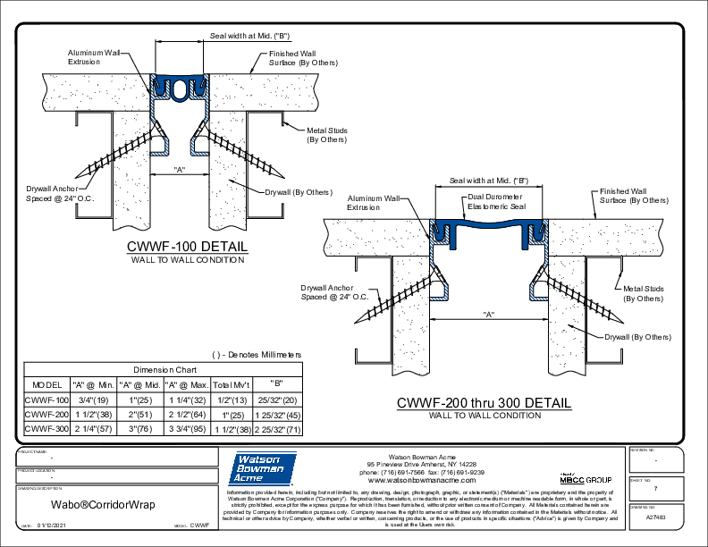 Wabo®CorridorWrap Wall & Ceiling (CWWF-100-300) CAD Detail Cover