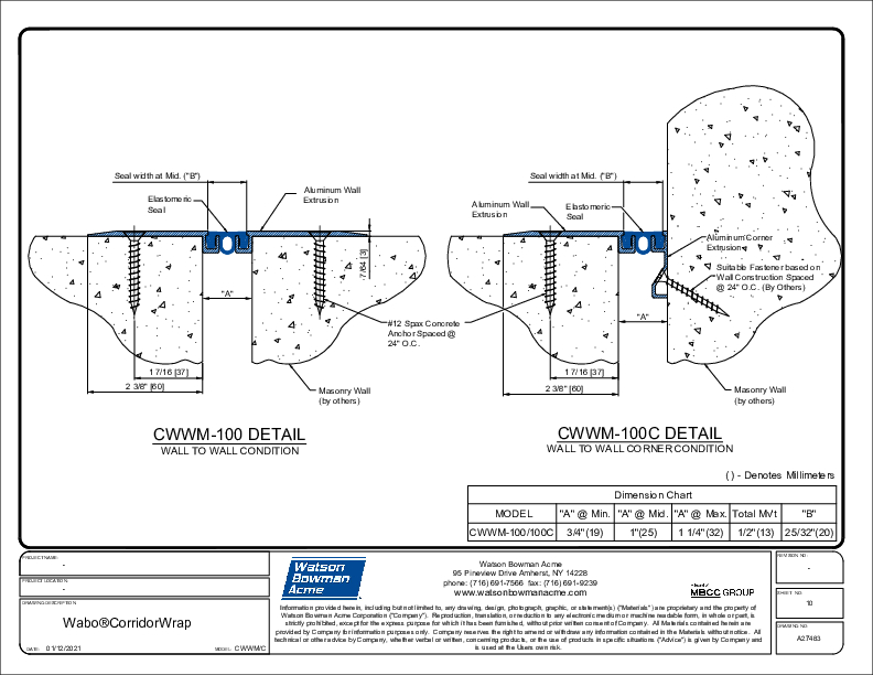 Wabo®CorridorWrap Wall & Ceiling (CWWM-100/100C) CAD Detail Cover
