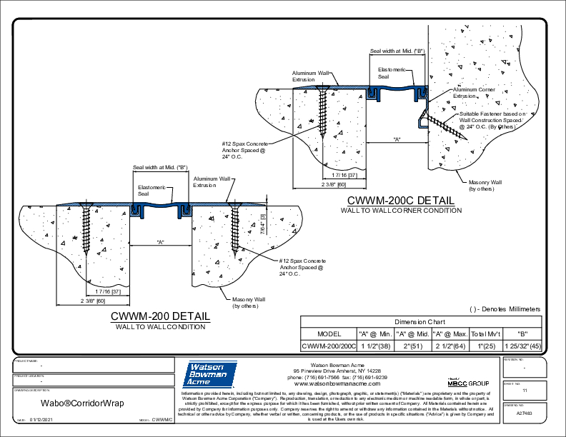 Wabo®CorridorWrap Wall & Ceiling (CWWM-200/200C) CAD Detail Cover