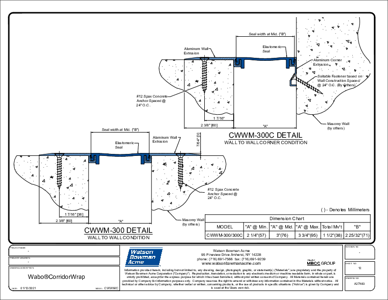Wabo®CorridorWrap Wall & Ceiling (CWWM-300/300C) CAD Detail Cover