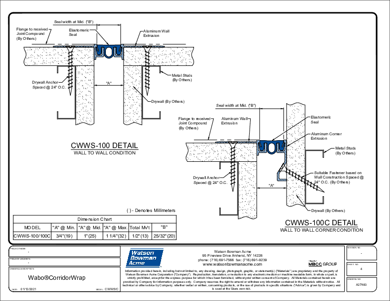 Wabo®CorridorWrap Wall & Ceiling (CWWS-100/100C) CAD Detail Cover