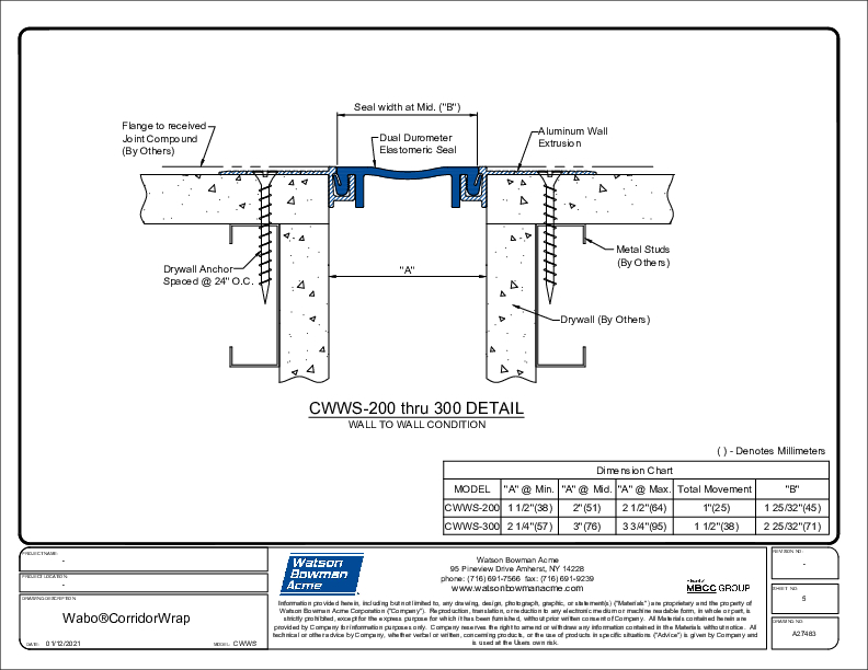 Wabo®CorridorWrap Wall & Ceiling (CWWS-200-300) CAD Detail Cover