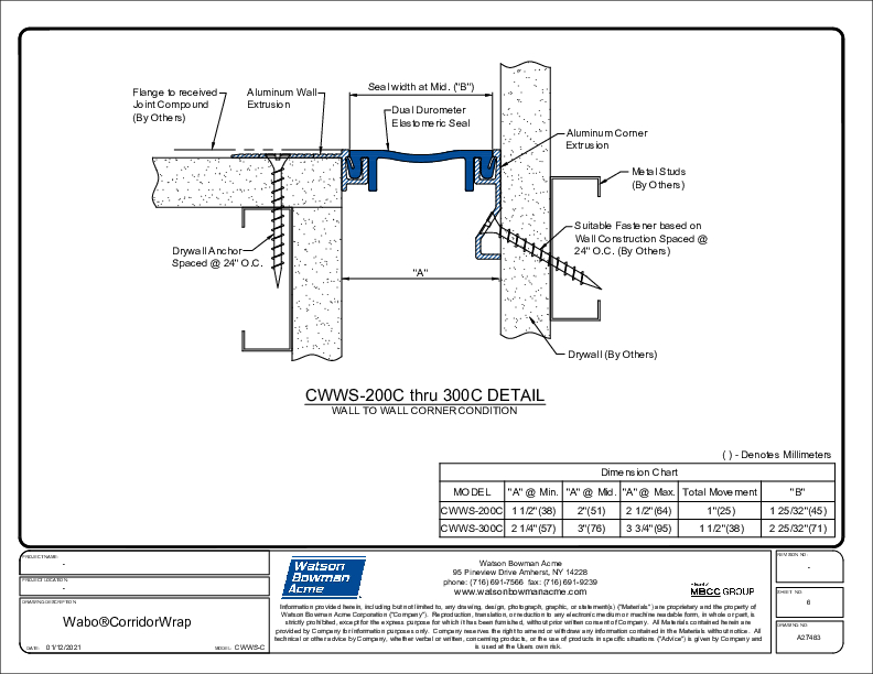 Wabo®CorridorWrap Wall & Ceiling (CWWS-200C-300C) CAD Detail Cover