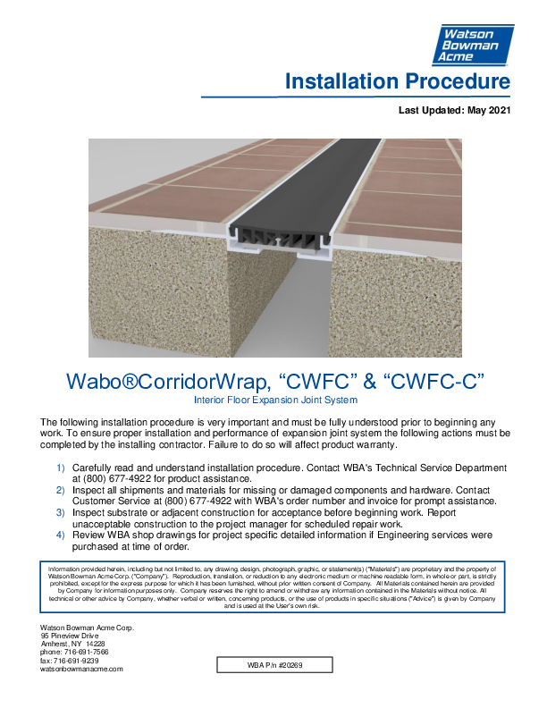 Wabo®CorridorWrap (CWFC) Installation Procedure Cover