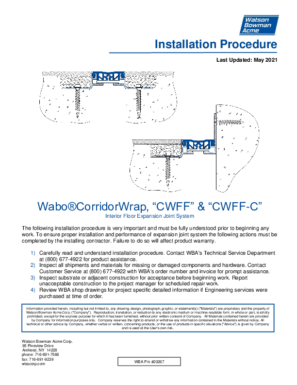 Wabo®CorridorWrap (CWFF) Installation Procedure Cover