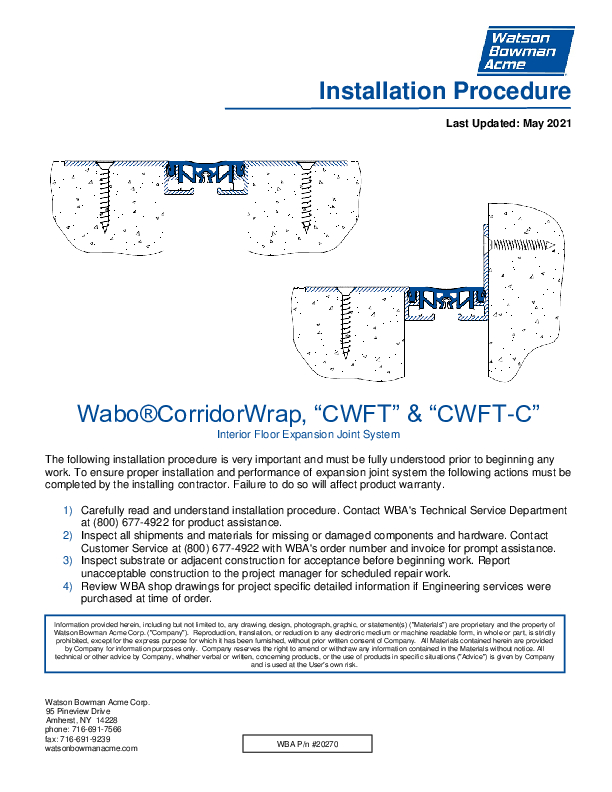 Wabo®CorridorWrap (CWFT) Installation Procedures Cover