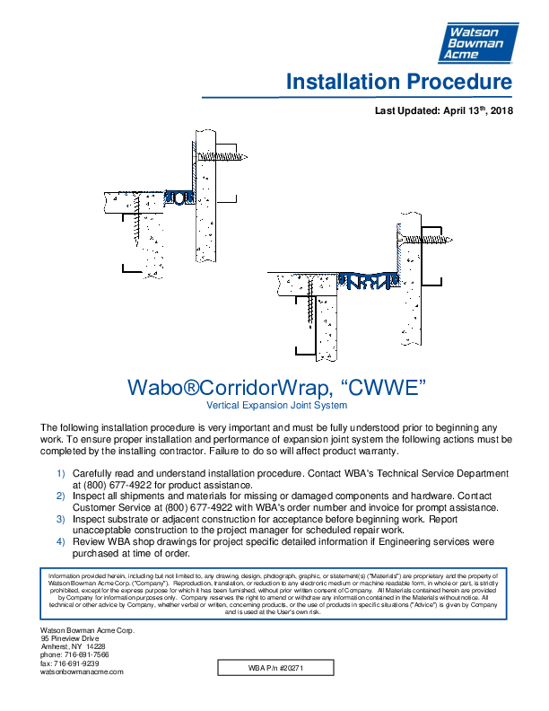 Wabo®CorridorWrap (CWWE) Installation Procedure Cover