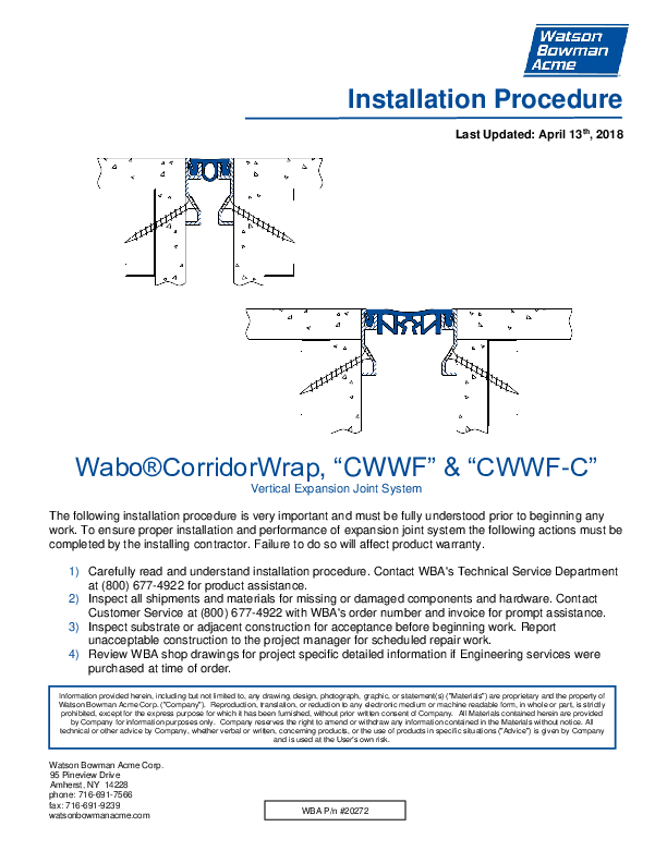 Wabo®CorridorWrap (CWWF) Installation Procedure Cover