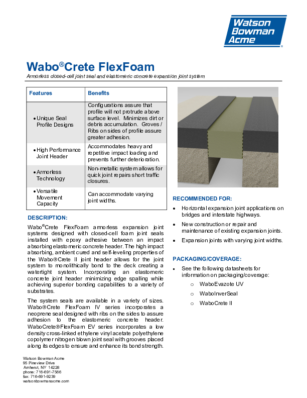 Wabo®Crete FlexFoam (IV) Technical Data Sheet Cover
