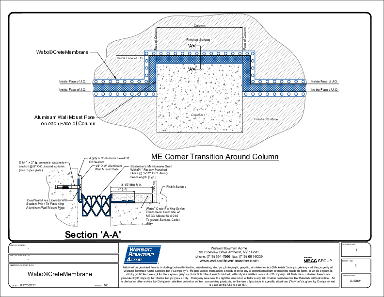 WaboCrete®Membrane (ME) Corner Column CAD Detail Cover