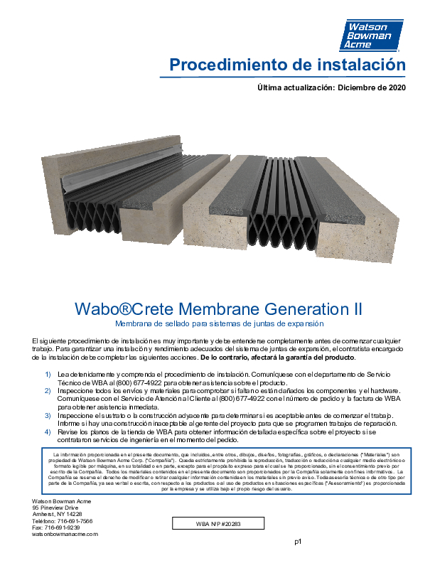 WaboCrete®Membrane Gen II Install US Spanish Cover