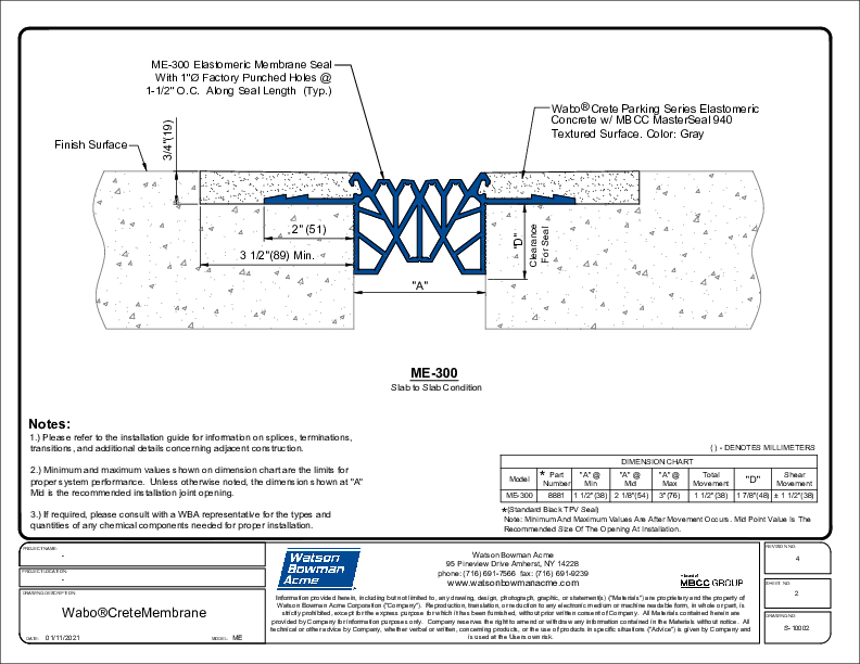 WaboCrete®Membrane (ME-300) CAD Detail Cover