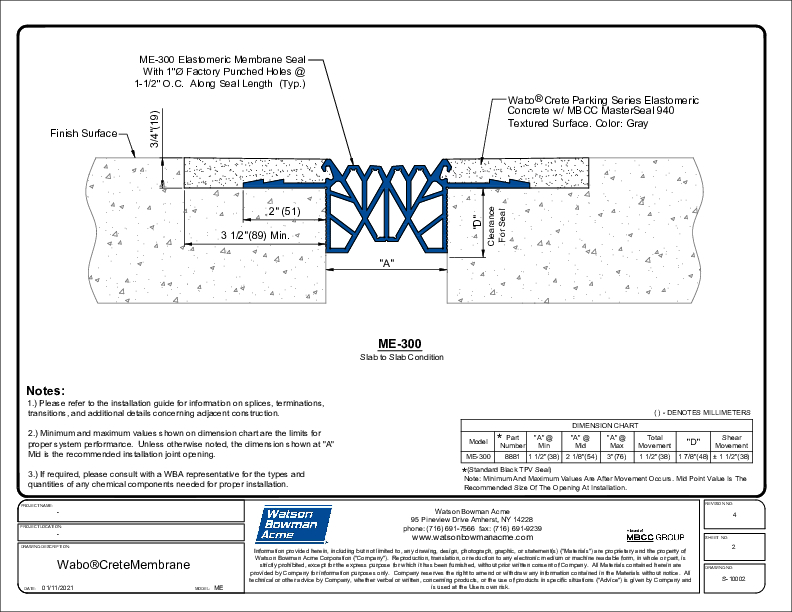 WaboCrete®Membrane (ME-300) CAD Detail Cover