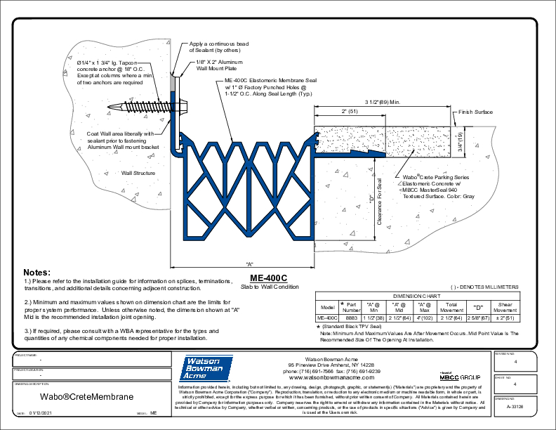 WaboCrete®Membrane (ME-400C) CAD Detail Cover