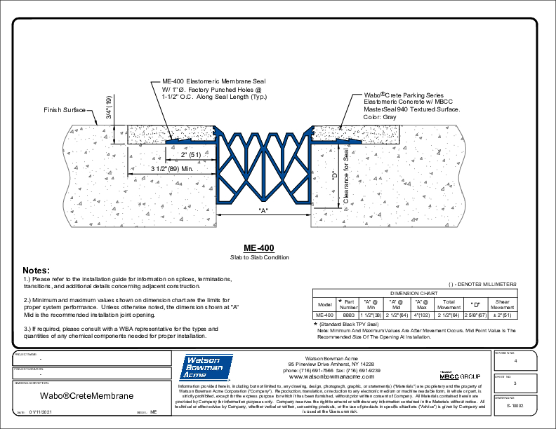 WaboCrete®Membrane (ME-400) CAD Detail Cover