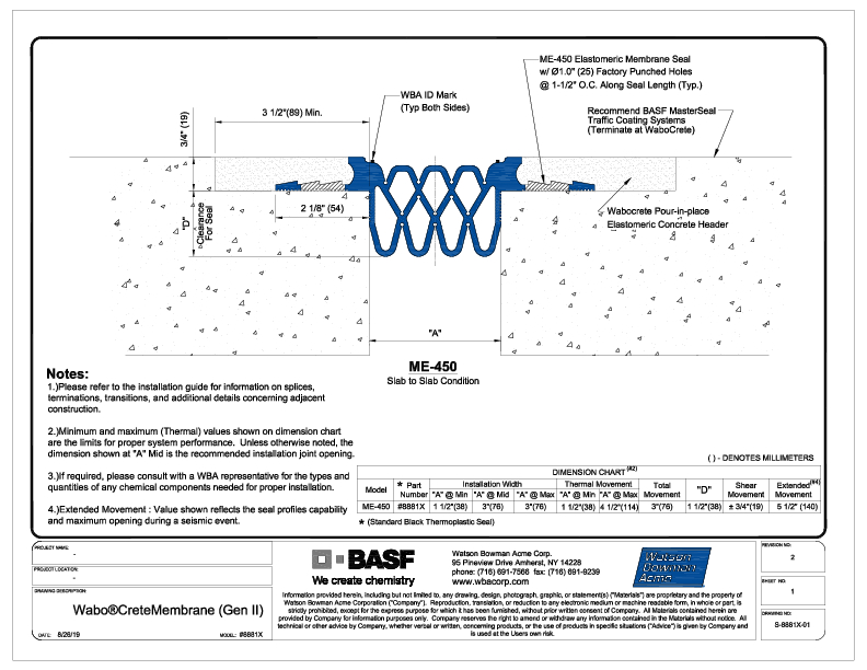 WaboCrete®Membrane Gen. II (ME-450, ME-450C) CAD Detail Cover