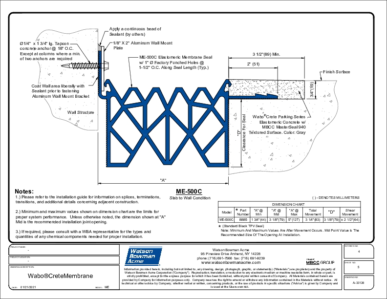 WaboCrete®Membrane (ME-500C) CAD Detail Cover