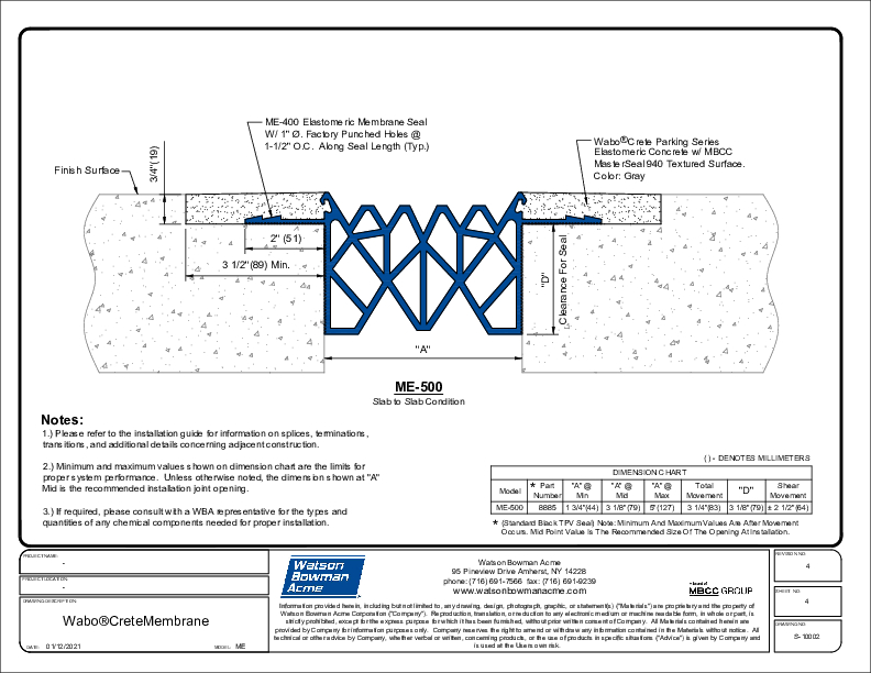 Wabo®CreteMembrane (ME-500) CAD Detail Cover