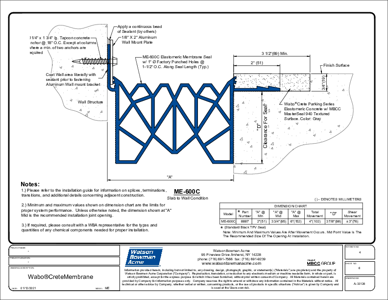 Wabo®CreteMembrane (ME-600C) CAD Detail Cover