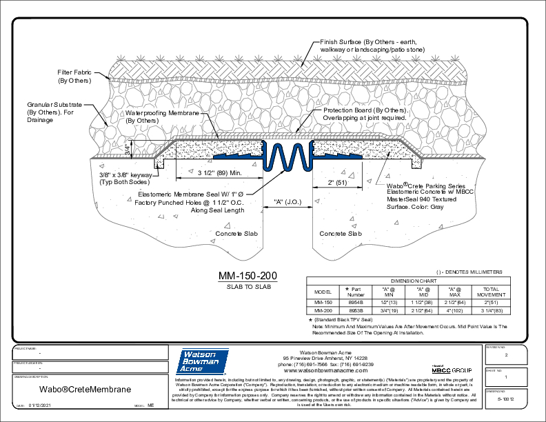 WaboCrete®Membrane (MM-150-200) Sub-Grade CAD Detail Cover