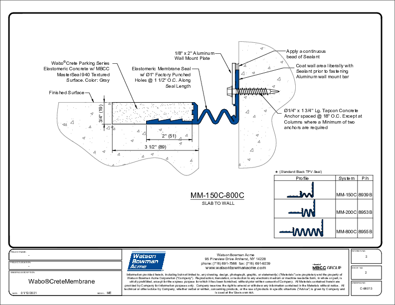 WaboCrete®Membrane (MM-150C-800C) CAD Detail Cover