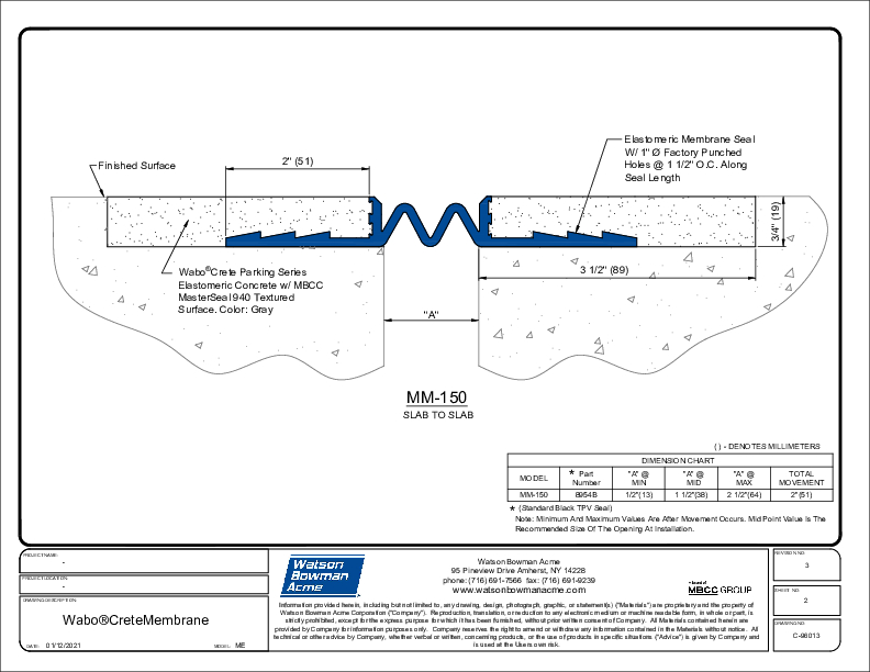 Wabo®CreteMembrane (MM-150) CAD Detail Cover