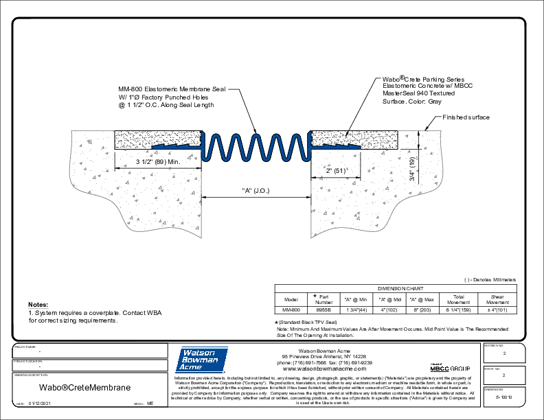 Wabo®CreteMembrane (MM-800) CAD Detail Cover