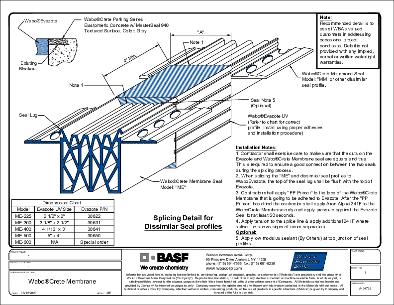 WaboCrete®Membrane (ME) Splice Detail CAD Detail Cover