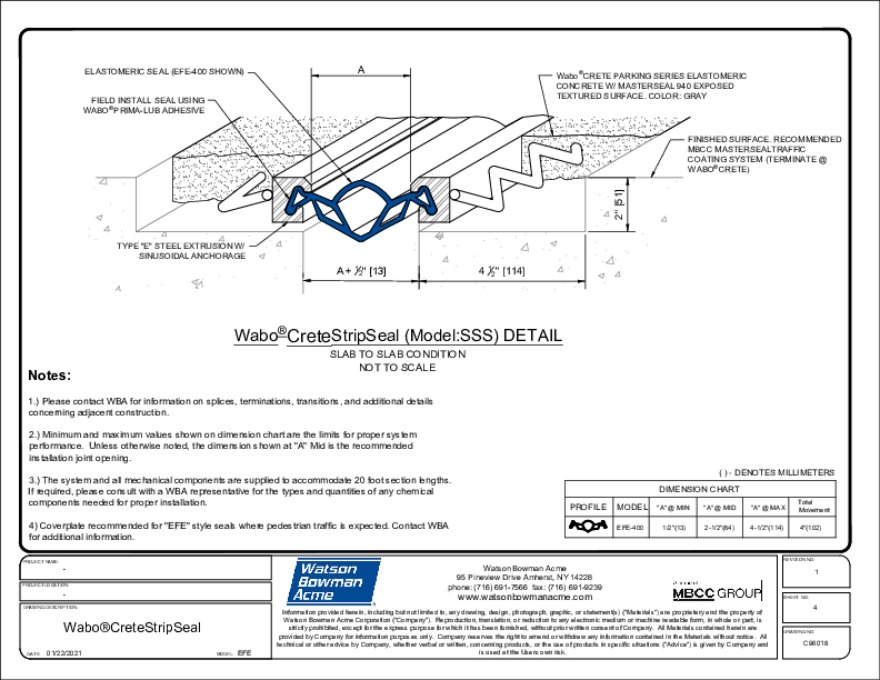 WaboCrete®StripSeal SSS (EFE-400) CAD Detail Cover