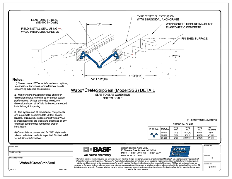Wabo®Crete StripSeal SSS (SE-300-500) CAD Detail Cover