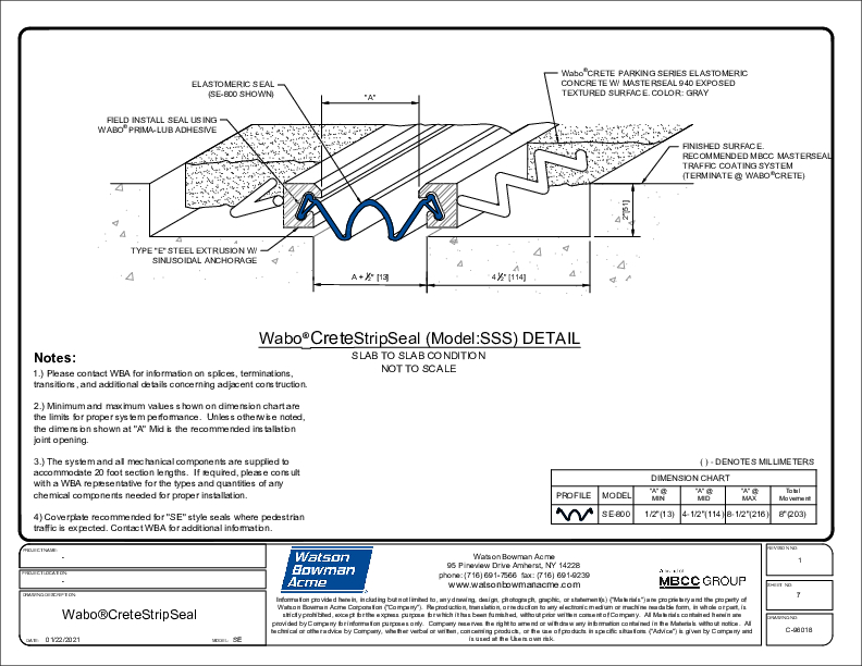 WaboCrete®StripSeal SSS (SE-800) CAD Detail Cover