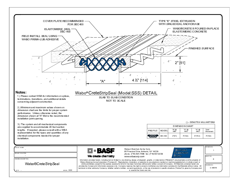 WaboCrete®StripSeal SSS (SEC-400) CAD Detail Cover