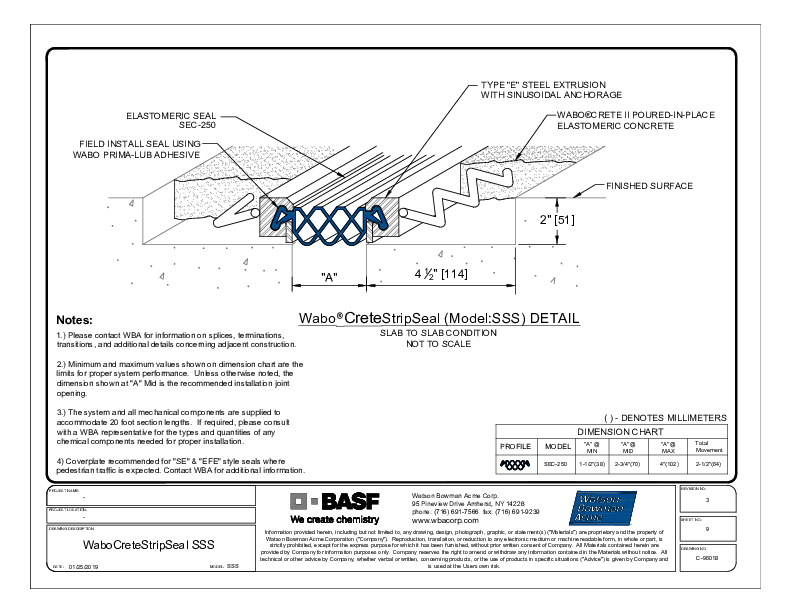 WaboCrete®StripSeal SSS (SEC-250) CAD Detail Cover