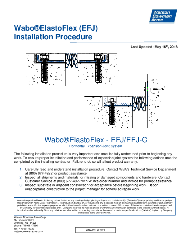 Wabo®ElastoFlex - Parking (EFJ, EFJC) Installation Procedure Cover