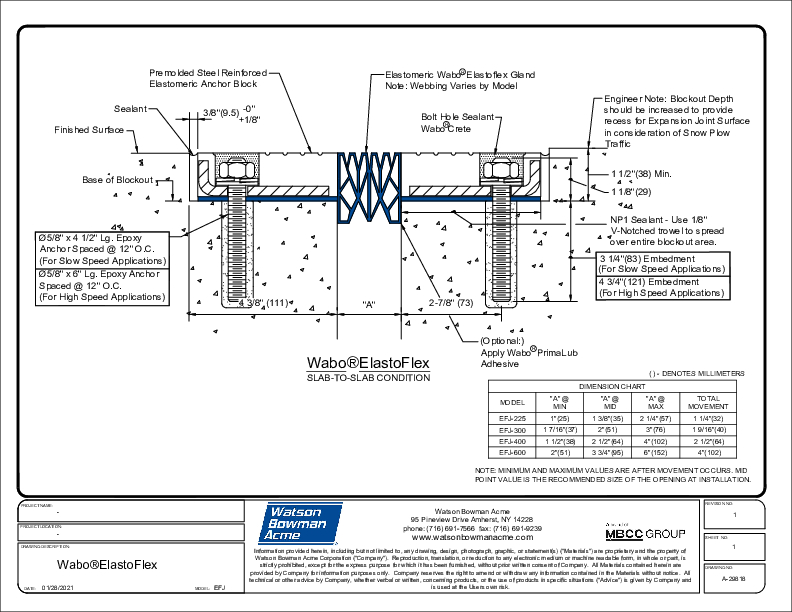 Wabo®ElastoFlex (EFJ-225-600) CAD Detail Cover