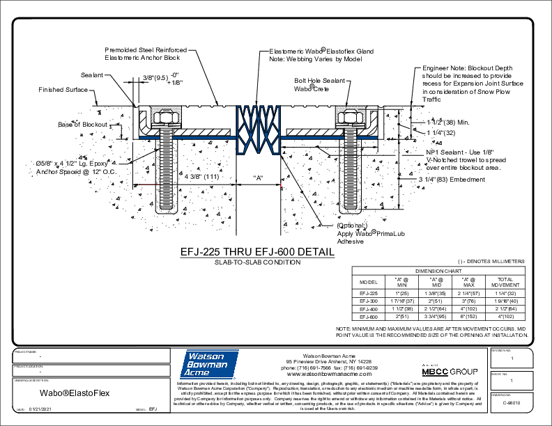 Wabo®ElastoFlex (EFJ-225-600) CAD Detail Cover
