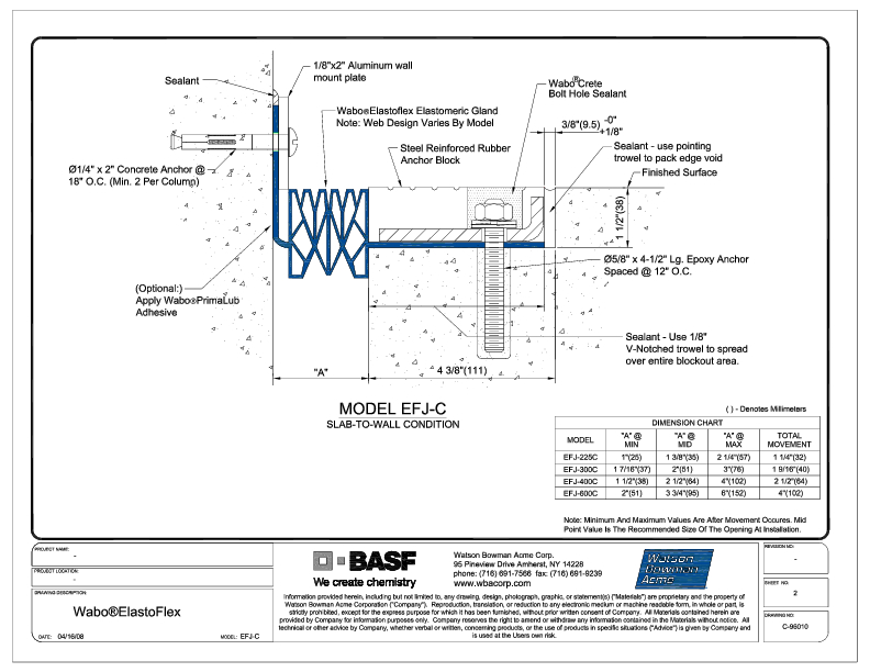 Wabo®ElastoFlex (EFJ-225C-600C) CAD Detail Cover