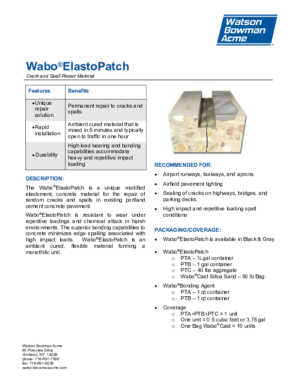 Wabo®ElastoPatch Data Sheet Cover