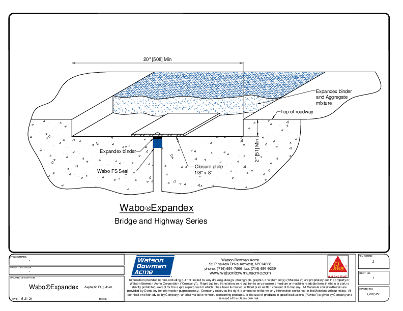 Wabo®Expandex Asphaltic Plug Joint System Asphalt Expansion WBA