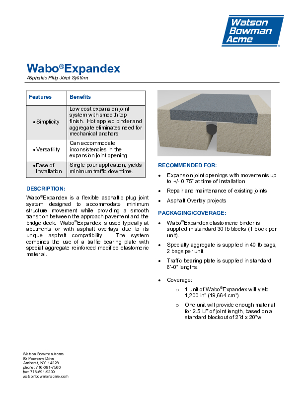 Wabo®Expandex Technical Data Sheet Cover