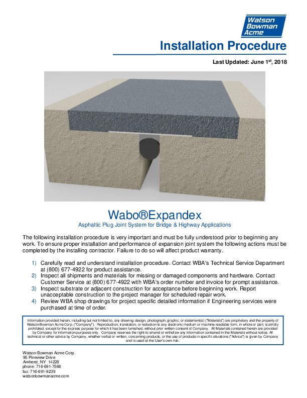 Wabo®Expandex Installation Procedure Cover