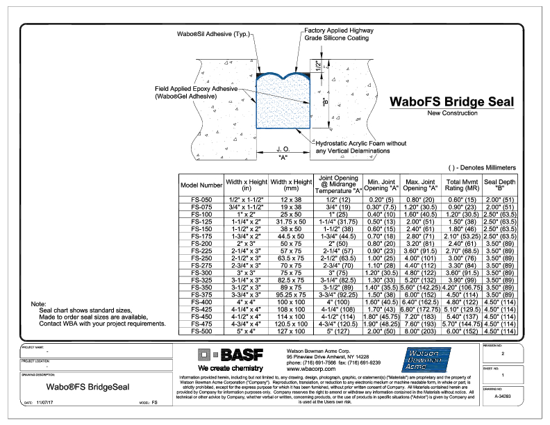 Wabo®FS Bridge Seal CAD Detail Cover