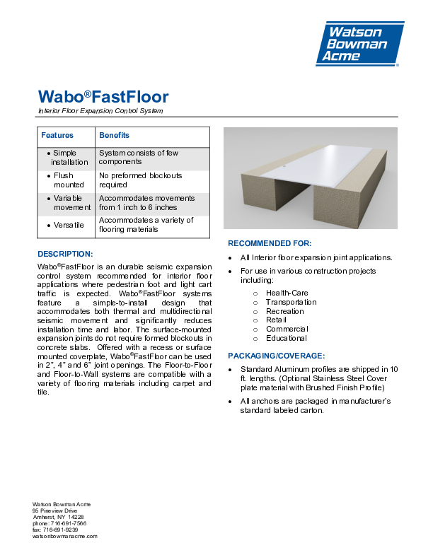Wabo®FastFloor (FJF, FJS) Technical Data Sheet Cover