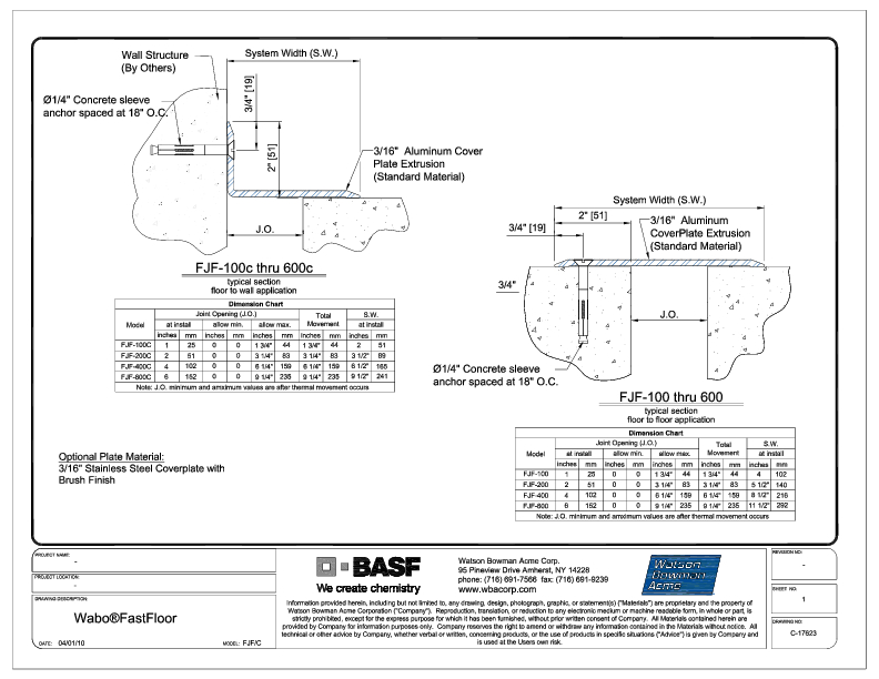 Wabo®FastFloor (FJF-100/100C-600/600C) CAD Detail Cover