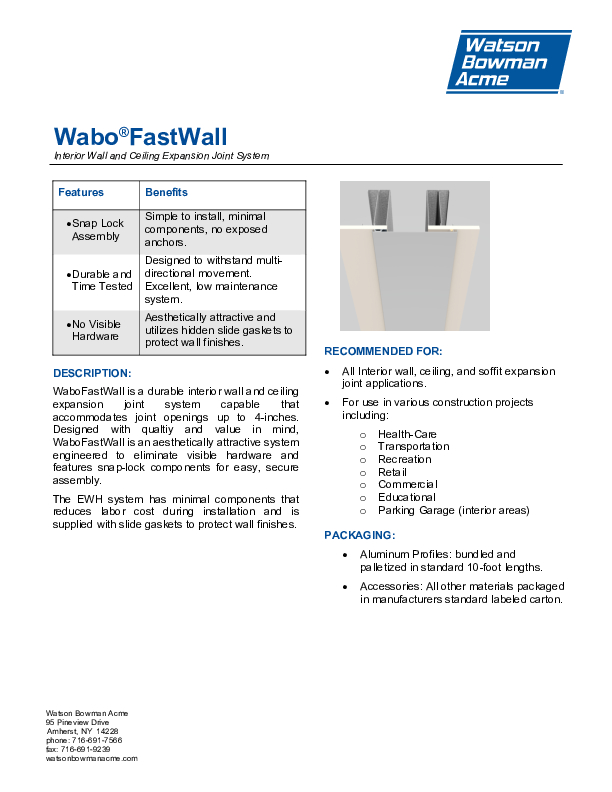 Wabo®FastWall (EWH) Technical Data Sheet Cover