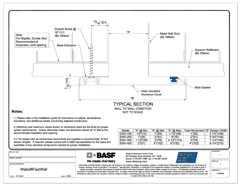 Wabo®FastWall (EWH-100-400) CAD Detail Cover