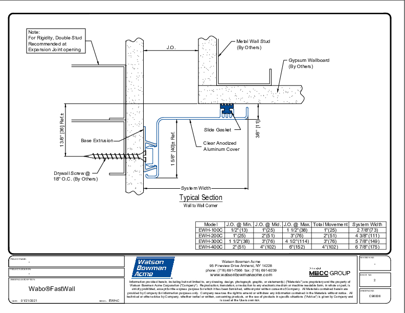 Wabo®FastWall (EWH-100C-400C) CAD Detail Cover