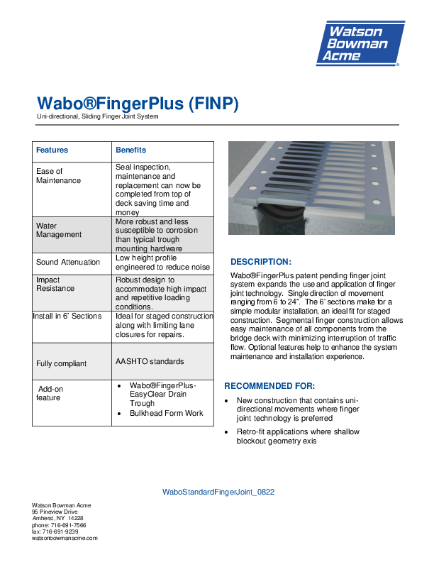 Wabo®FingerPlus (FINP) Technical Data Sheet Cover