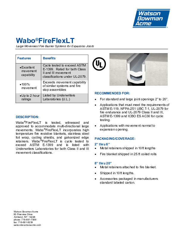 Wabo®FireFlex LT Data Sheet Cover
